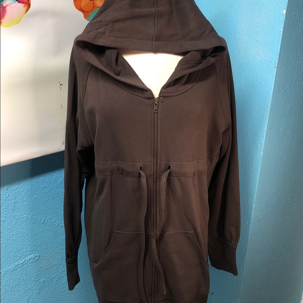Norma Kamali Chocolate Brown Zip-Up Jacket